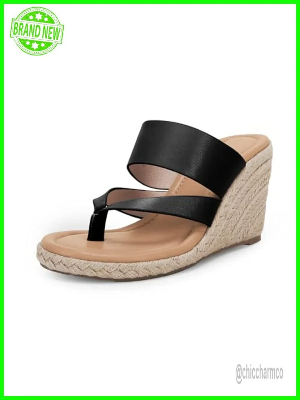 Women's Espadrille Wedge Sandals Platform Thong Leather Strap Slides
